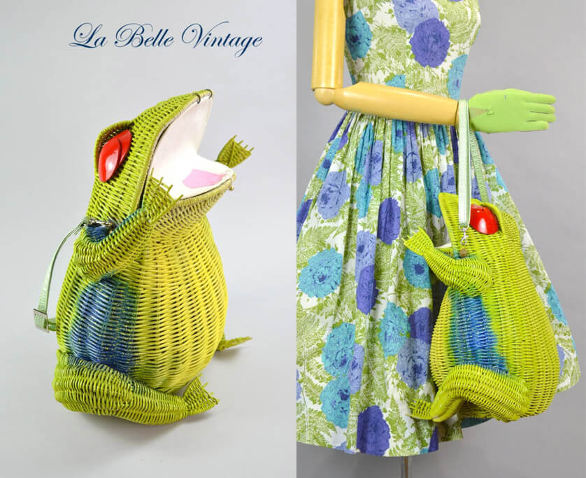 wicker frog purse