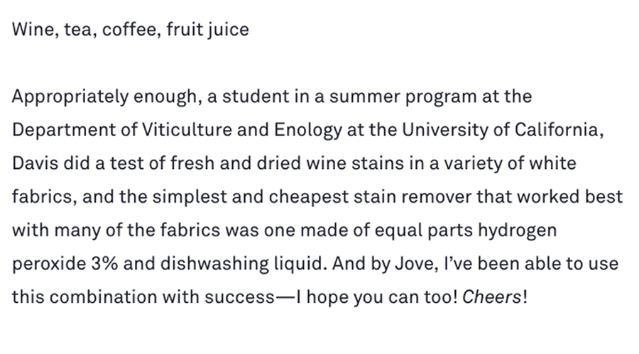 how to remove wine spots from clothes