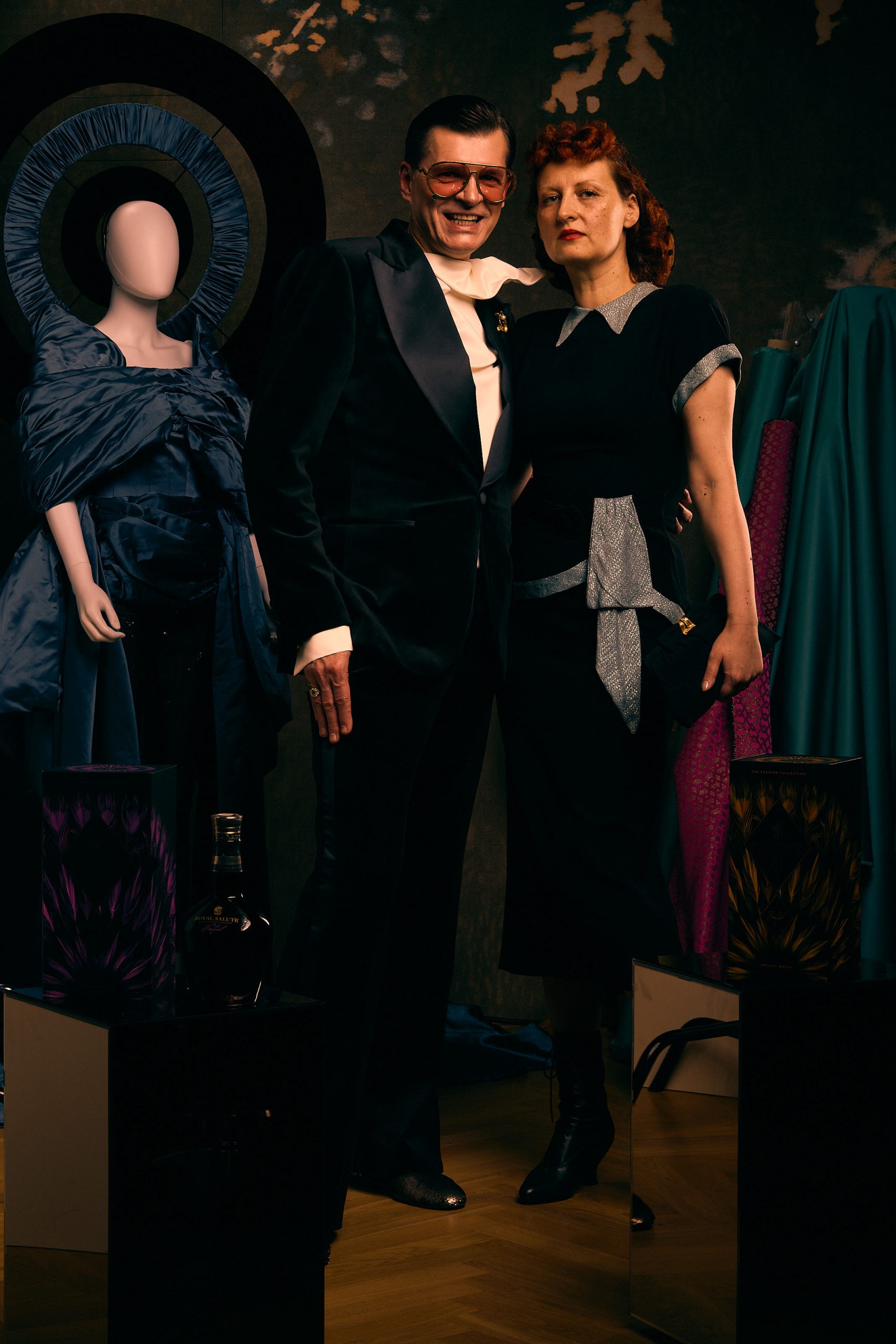 Adam Leja & vintage fashion blogger Dominique de Merteuil shot by Pestka Shoots taken at the Royal Salute party.