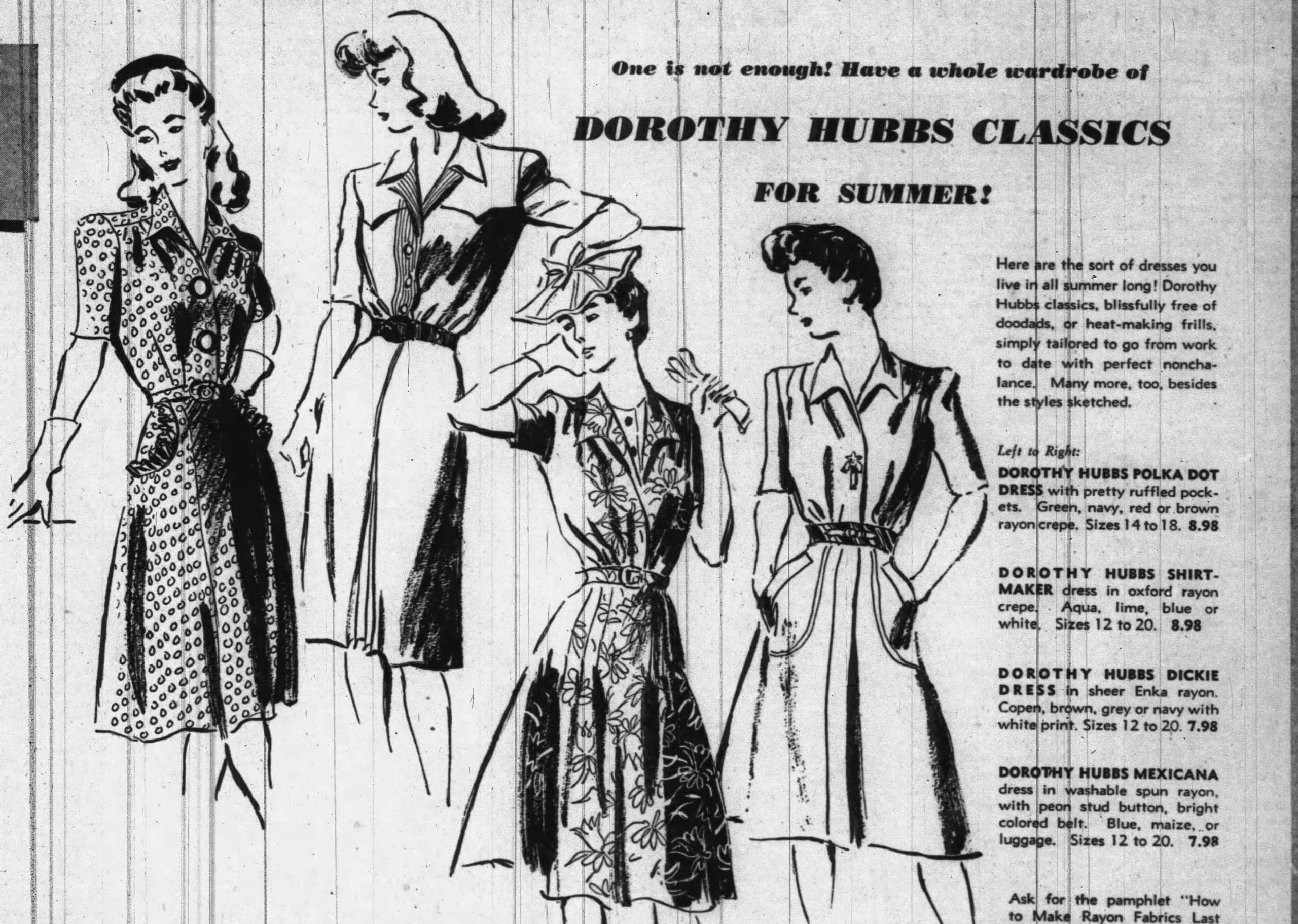 History of Dorothy Hubbs vintage dresses