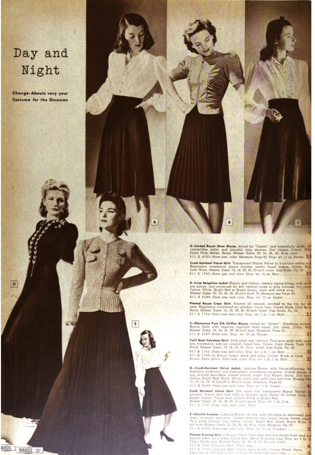1940s evening wear Montgomery Ward Catalog Fall Winter 1941